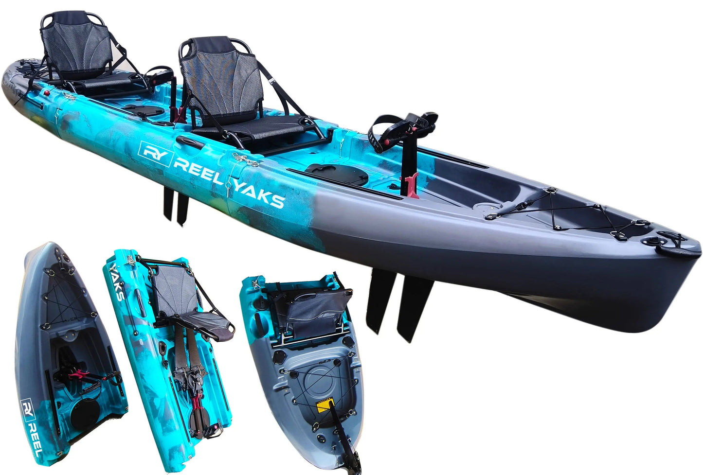 Raptor 14ft Tandem | Fin & Prop Drive | Modular Fishing Kayak