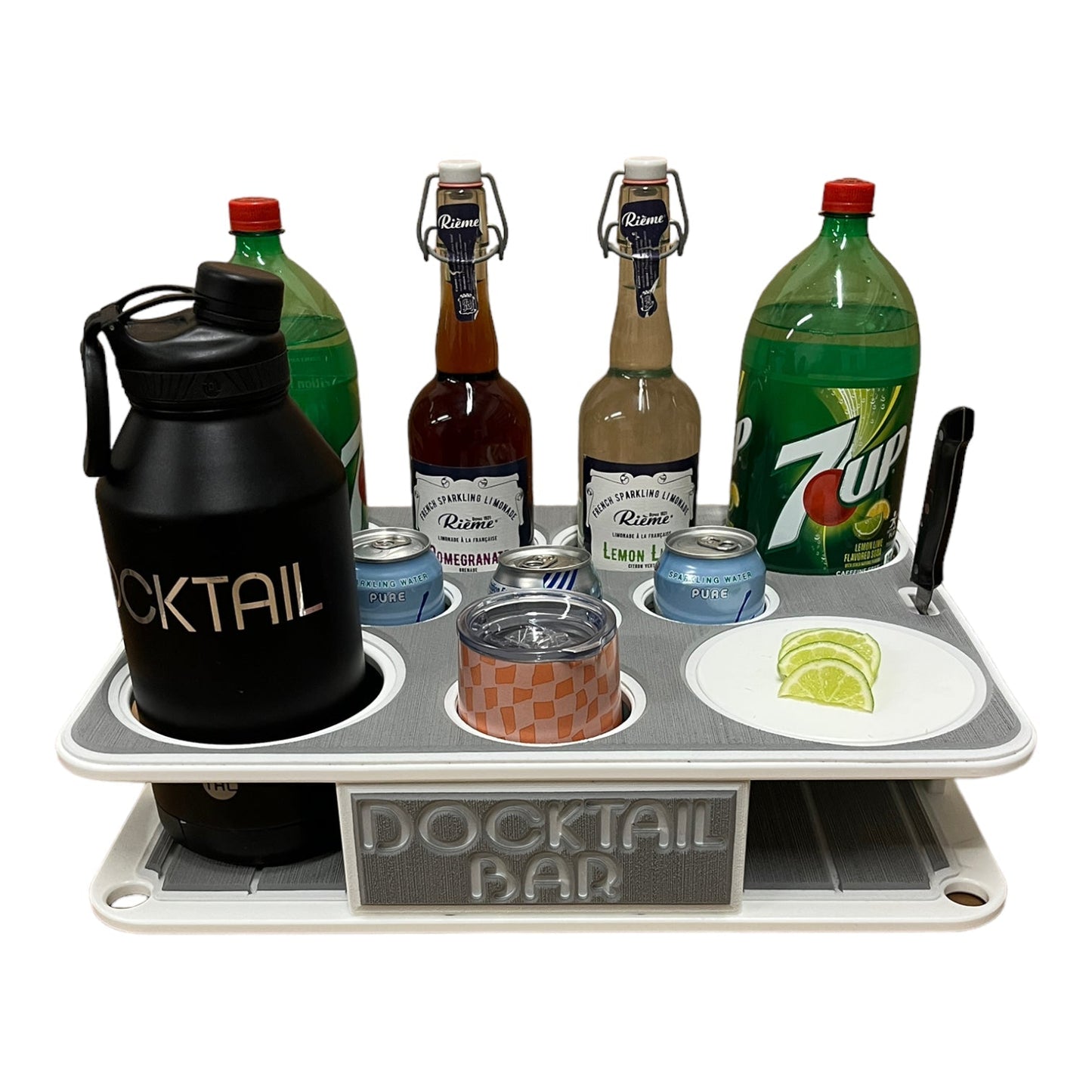 Docktail Boat Table Caddy & Bait Table with Rod Holder Mount