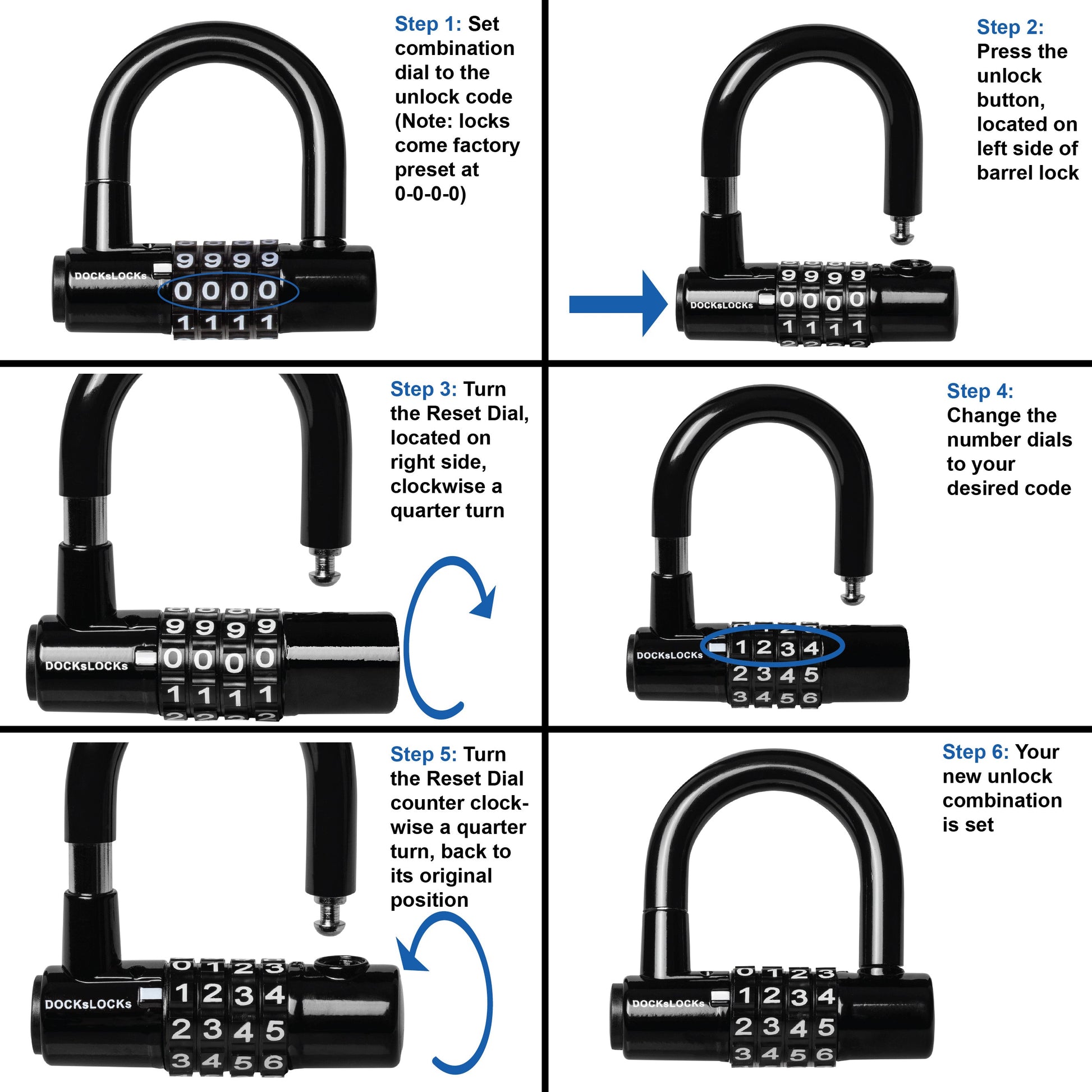 DocksLocks® Anti-Theft Weatherproof Straight Security Cable with Looped Ends and Short Shackle U-Lock (5', 10', 15', 20' or 25') | SendIt Sailing