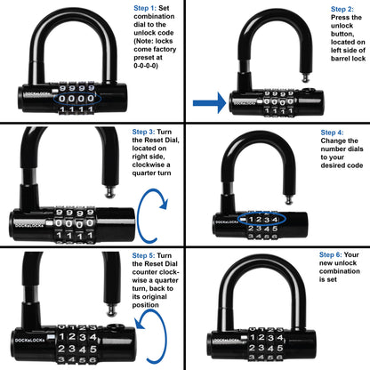 DocksLocks® Anti-Theft Weatherproof Straight Security Cable with Looped Ends and Short Shackle U-Lock (5', 10', 15', 20' or 25') | SendIt Sailing