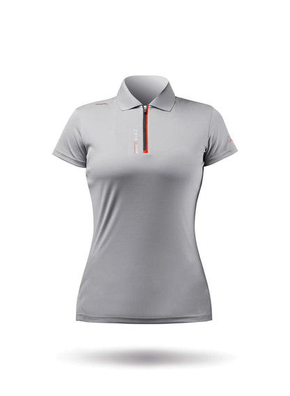 Zhik Womens UVActive Zip Sports Polo - Grey | SendIt Sailing