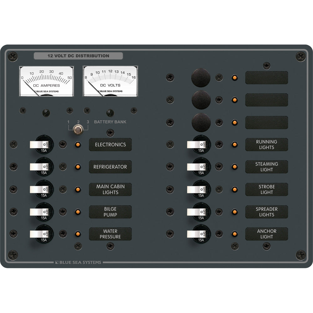 Blue Sea 8068 DC 13 Position Toggle Branch Circuit Breaker Panel - White Switches | SendIt Sailing