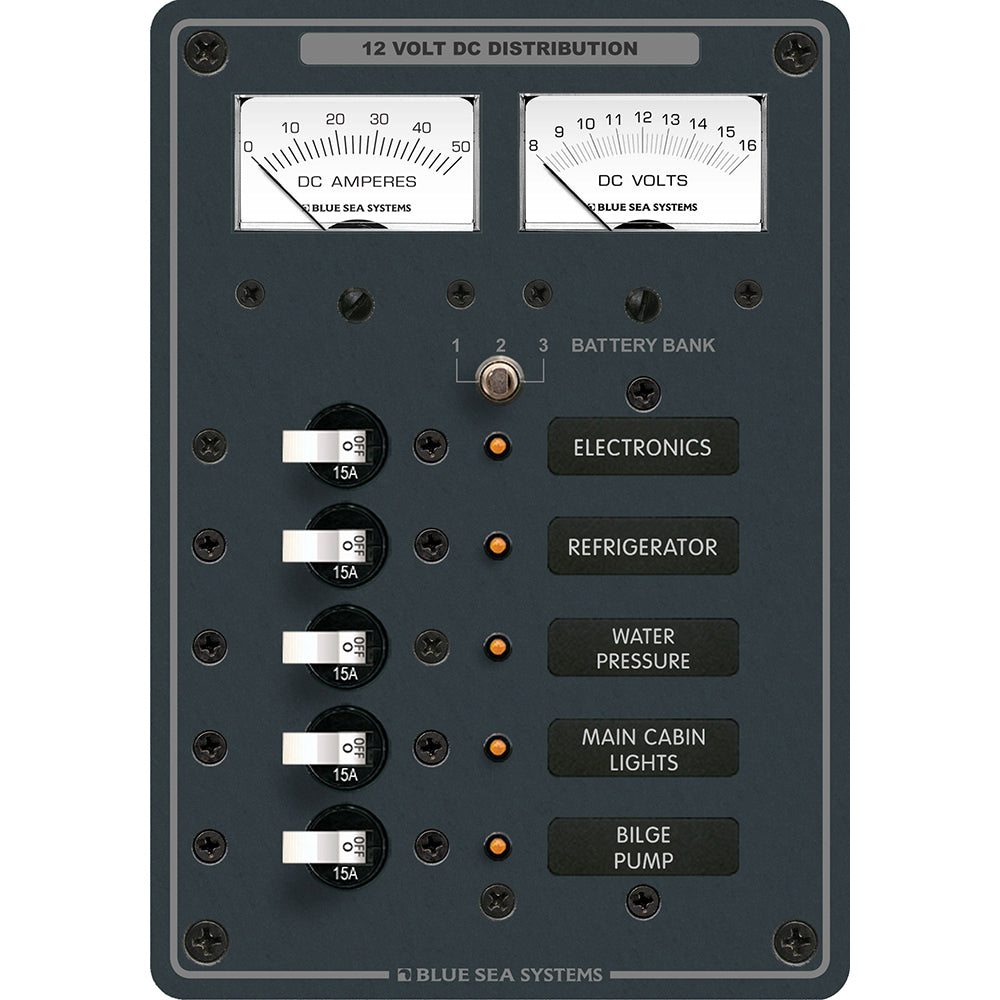 Blue Sea 8081 DC 5 Position Toggle Branch Circuit Breaker Panel - White Switches | SendIt Sailing