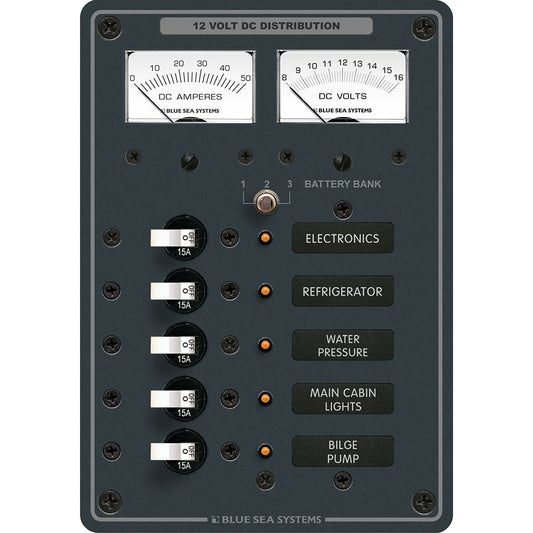 Blue Sea 8081 DC 5 Position Toggle Branch Circuit Breaker Panel - White Switches | SendIt Sailing