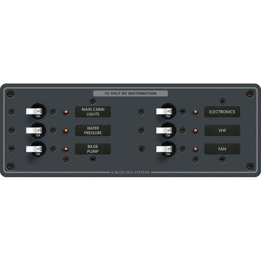 Blue Sea 8096 DC 6 Position Toggle Branch Circuit Breaker Panel - White Switches | SendIt Sailing