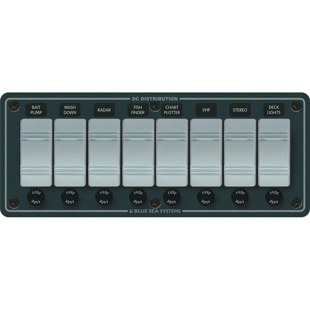 Blue Sea 8261 Waterproof Panel 8 Position - Slate Grey | SendIt Sailing