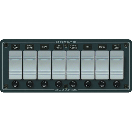 Blue Sea 8261 Waterproof Panel 8 Position - Slate Grey | SendIt Sailing