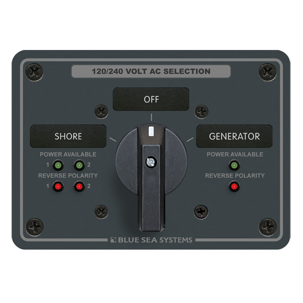 Blue Sea AC Rotary Switch Panel 65AMP - 2 Positions + OFF - 4 Pole | SendIt Sailing