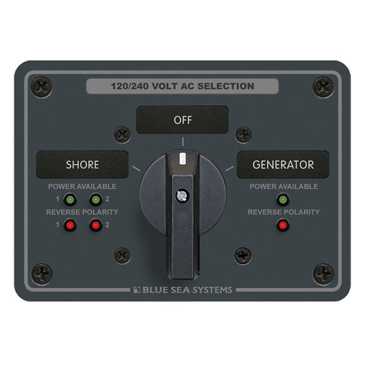 Blue Sea AC Rotary Switch Panel 65AMP - 2 Positions + OFF - 4 Pole | SendIt Sailing