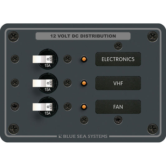 Blue Sea 8025 DC 3 Position Breaker Panel - White Switches | SendIt Sailing