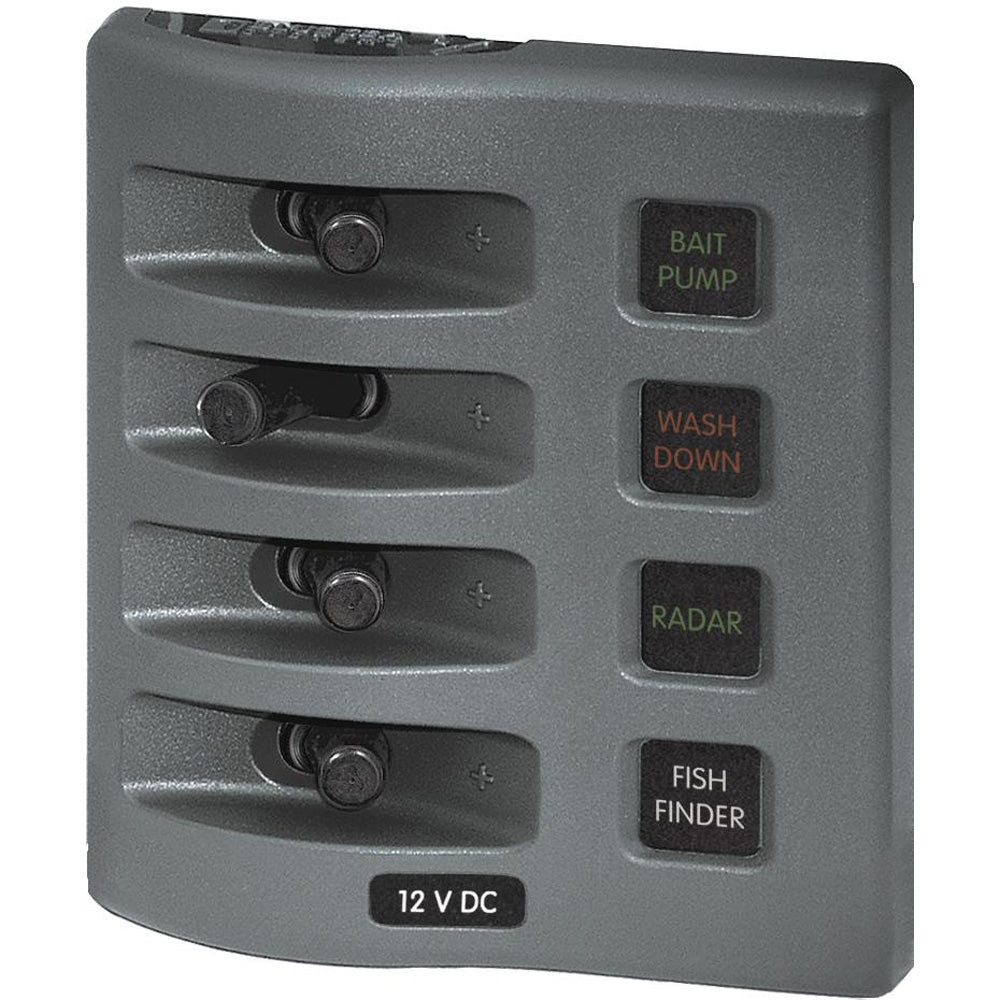 Blue Sea 4304 WeatherDeck Water Resistant Fuse Panel - 4 Position - Grey | SendIt Sailing