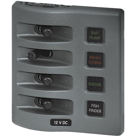 Blue Sea 4304 WeatherDeck Water Resistant Fuse Panel - 4 Position - Grey | SendIt Sailing