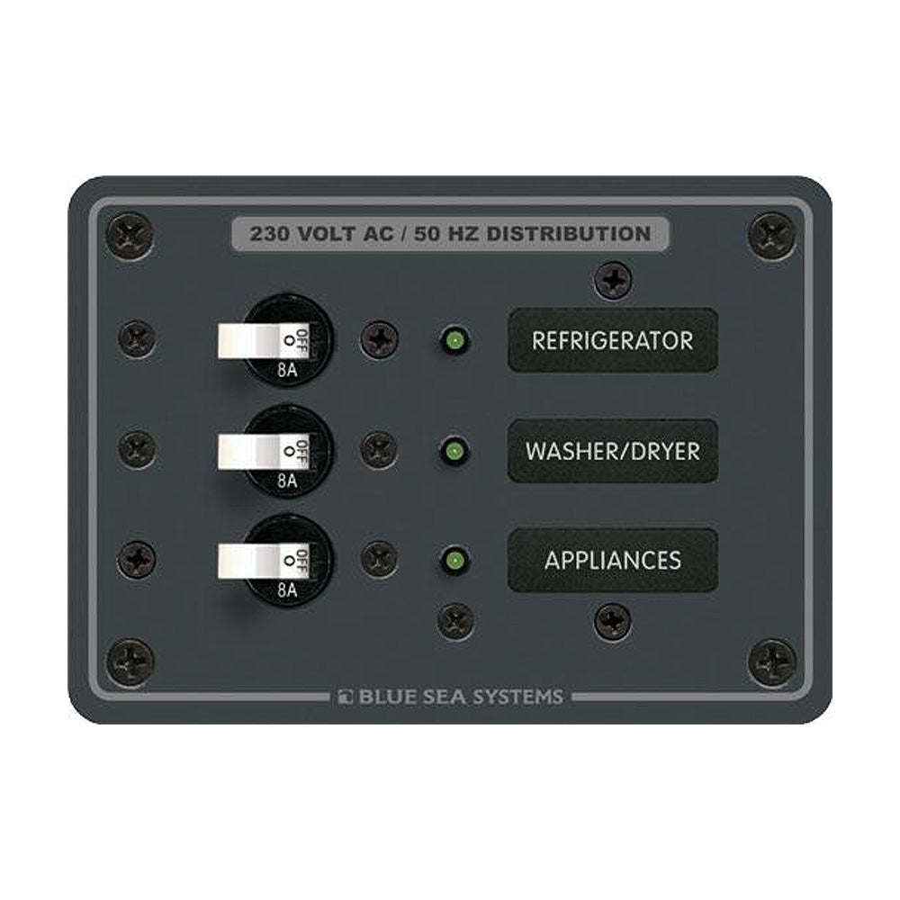 Blue Sea 8158 AC 3 Position 230V (European) Breaker Panal | SendIt Sailing