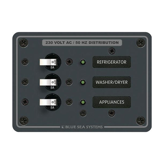 Blue Sea 8158 AC 3 Position 230V (European) Breaker Panal | SendIt Sailing