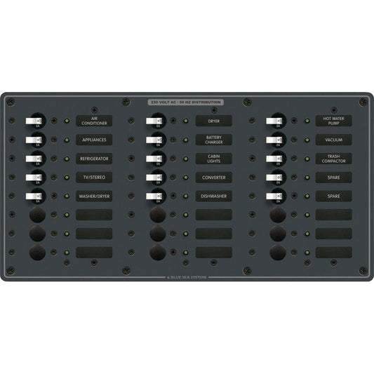 Blue Sea 8165 AV 24 Position 230v (European) Breaker Panel - White Switches | SendIt Sailing