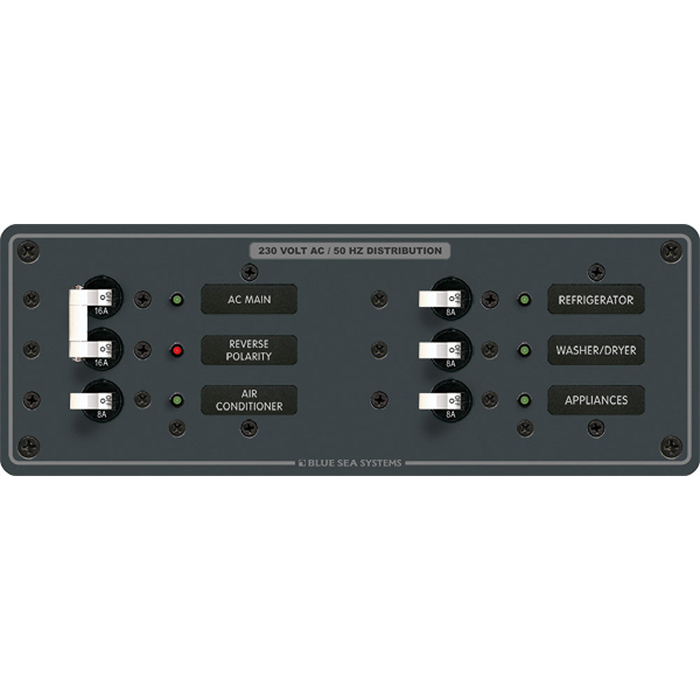 Blue Sea 8199 AC Main + Branch A-Series Toggle Circuit Breaker Panel (230V) - Main + 4 Position | SendIt Sailing