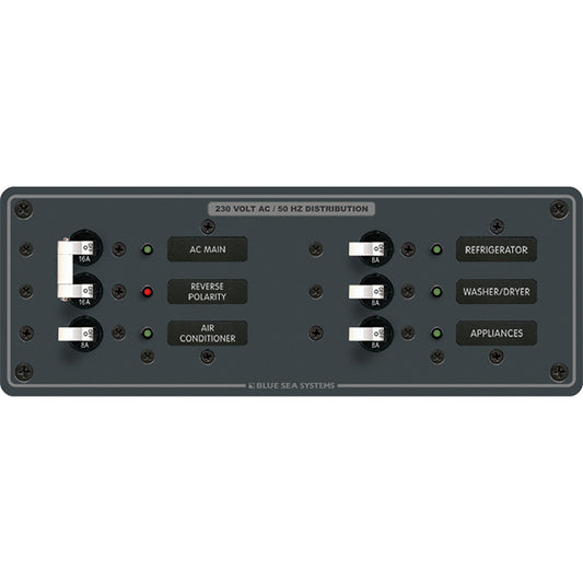 Blue Sea 8199 AC Main + Branch A-Series Toggle Circuit Breaker Panel (230V) - Main + 4 Position | SendIt Sailing