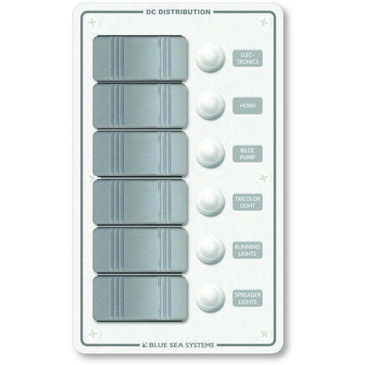 Blue Sea 8273 Water Resistant Panel - 6 Position - White - Vertical | SendIt Sailing