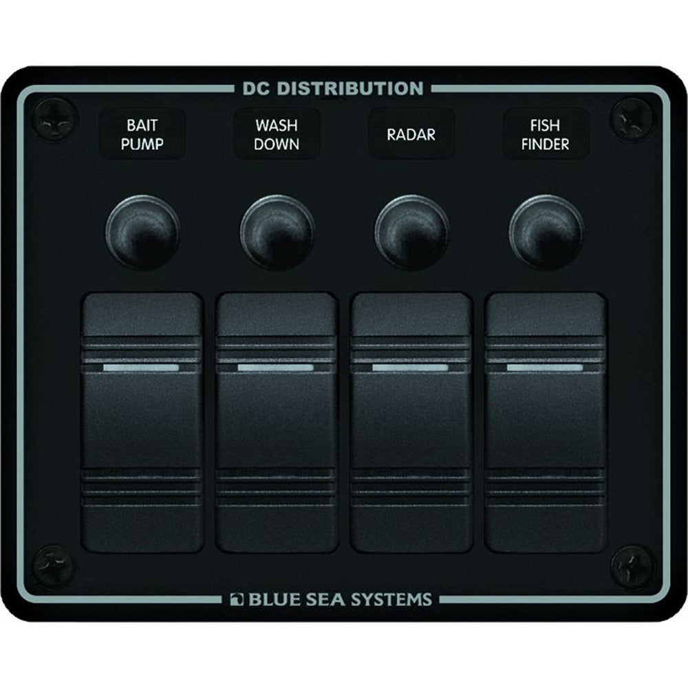 Blue Sea 8372 Water Resistant 4 Position - Black - Horizontal Mount Panel | SendIt Sailing