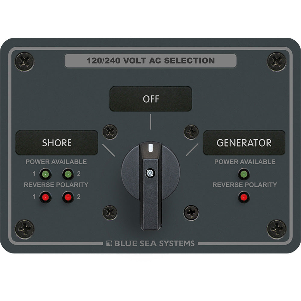 Blue Sea 8386 AC Rotary Switch Panel 30 Ampere 2 Positon + OFF, 4 Pole | SendIt Sailing