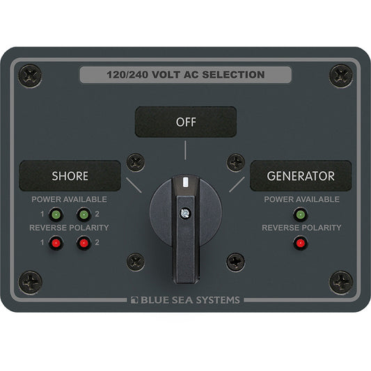 Blue Sea 8386 AC Rotary Switch Panel 30 Ampere 2 Positon + OFF, 4 Pole | SendIt Sailing