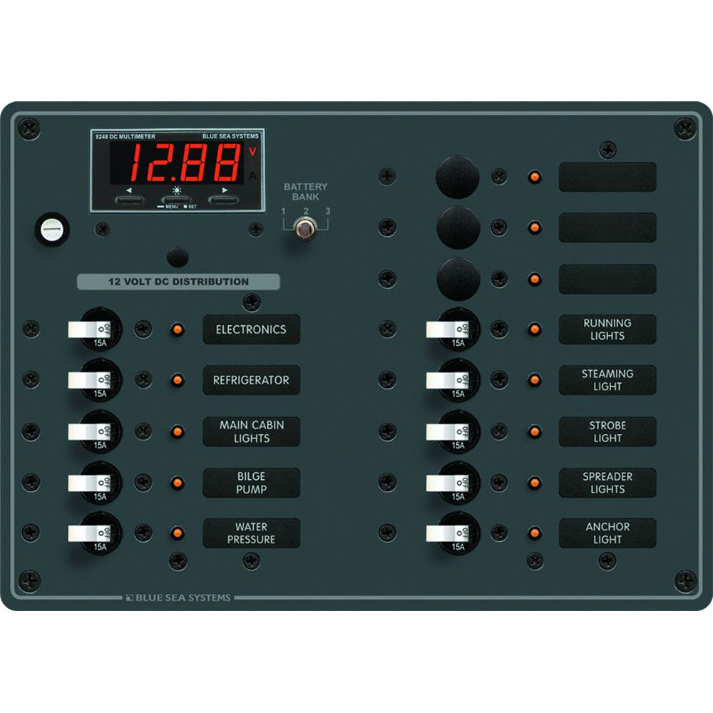 Blue Sea 8403 DC Panel 13 Position with  Multimeter | SendIt Sailing