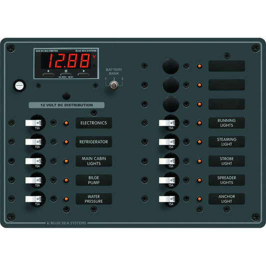 Blue Sea 8403 DC Panel 13 Position with  Multimeter | SendIt Sailing