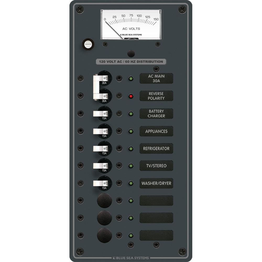 Blue Sea 8488 Breaker Panel - AC Main + 8 Positions - White | SendIt Sailing