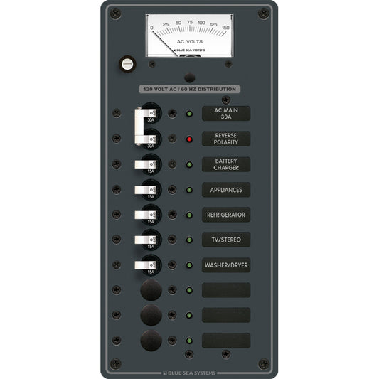 Blue Sea 8488 Breaker Panel - AC Main + 8 Positions - White | SendIt Sailing