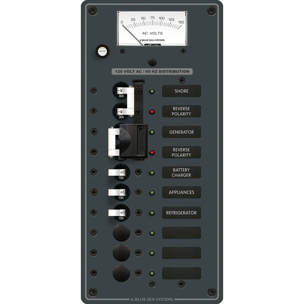 Blue Sea 8489 Breaker Panel - AC 2 Sources + 6 Positions - White | SendIt Sailing