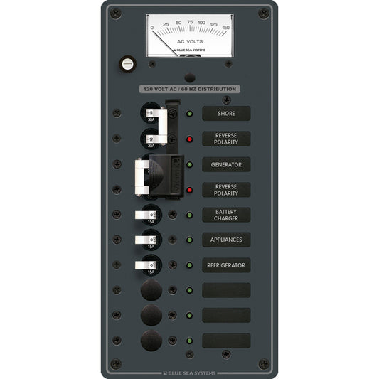 Blue Sea 8489 Breaker Panel - AC 2 Sources + 6 Positions - White | SendIt Sailing