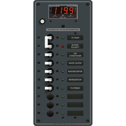 Blue Sea 8506 Breaker Panel - AC Main + 8 Positios (European) - White | SendIt Sailing