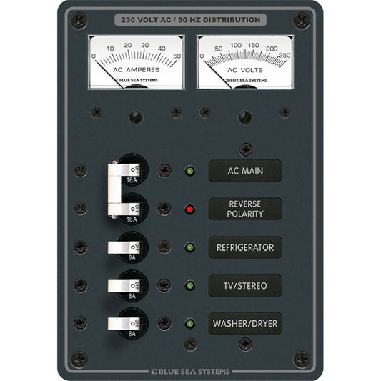 Blue Sea 8509 AC Main + Branch A-Series Toggle Circuit Breaker Panel (230V) - Main + 3 Position | SendIt Sailing