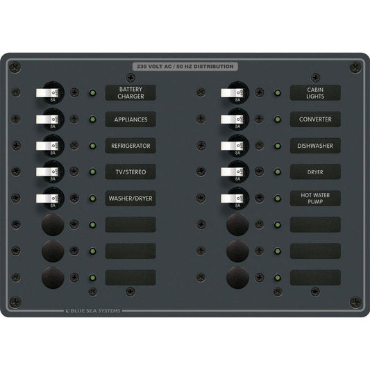 Blue Sea 8561 AC 16 Position 230v (European) Breaker Panel (White Switches) | SendIt Sailing