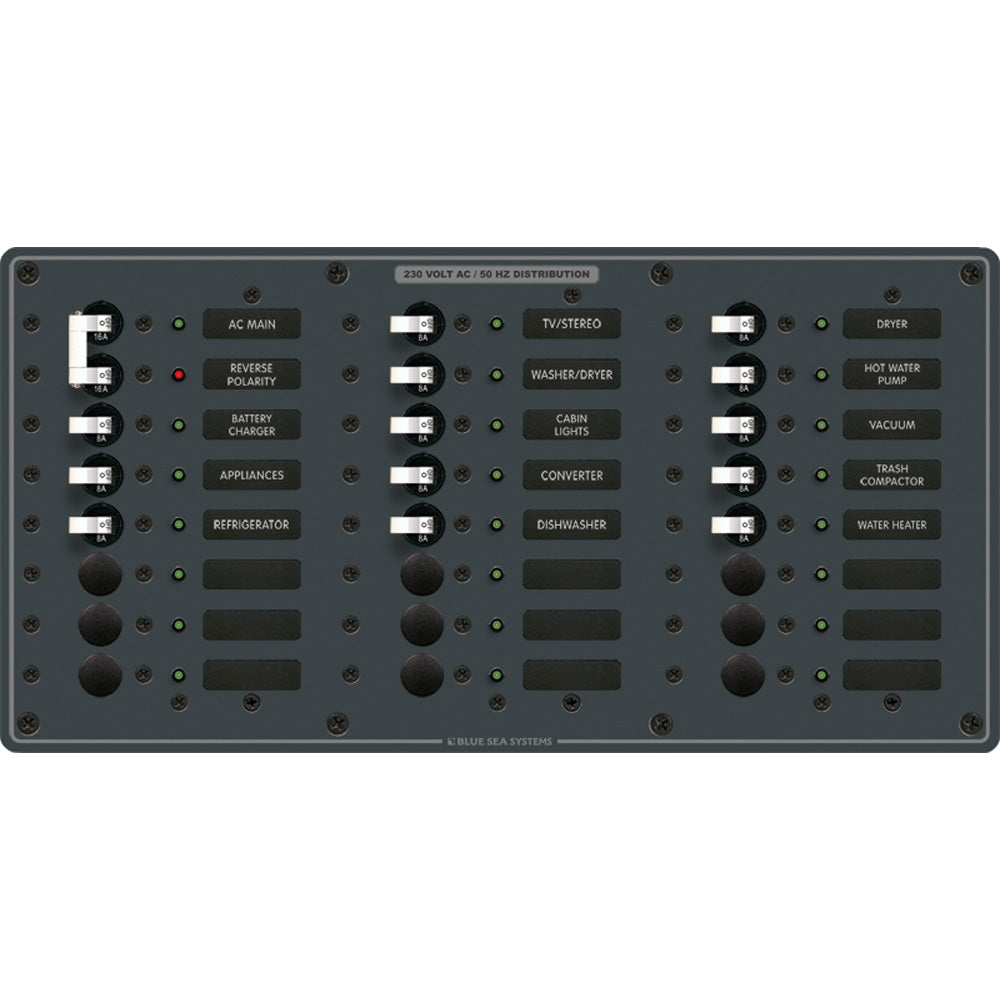 Blue Sea 8565 Breaker Panel - AC Main + 22 Positions (European) - White | SendIt Sailing