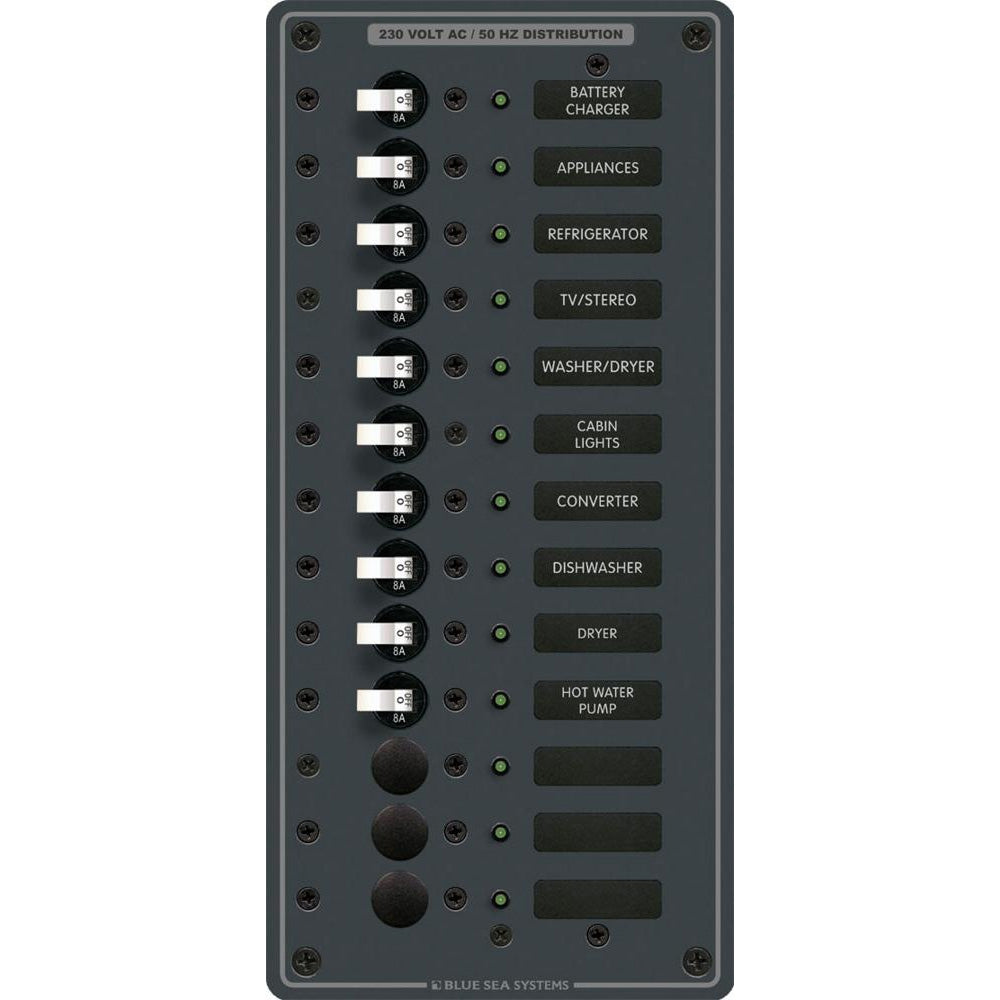 Blue Sea 8580 AC 13 Position 230v (European) Breaker Panel (White Switches) | SendIt Sailing