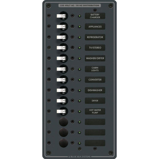 Blue Sea 8580 AC 13 Position 230v (European) Breaker Panel (White Switches) | SendIt Sailing