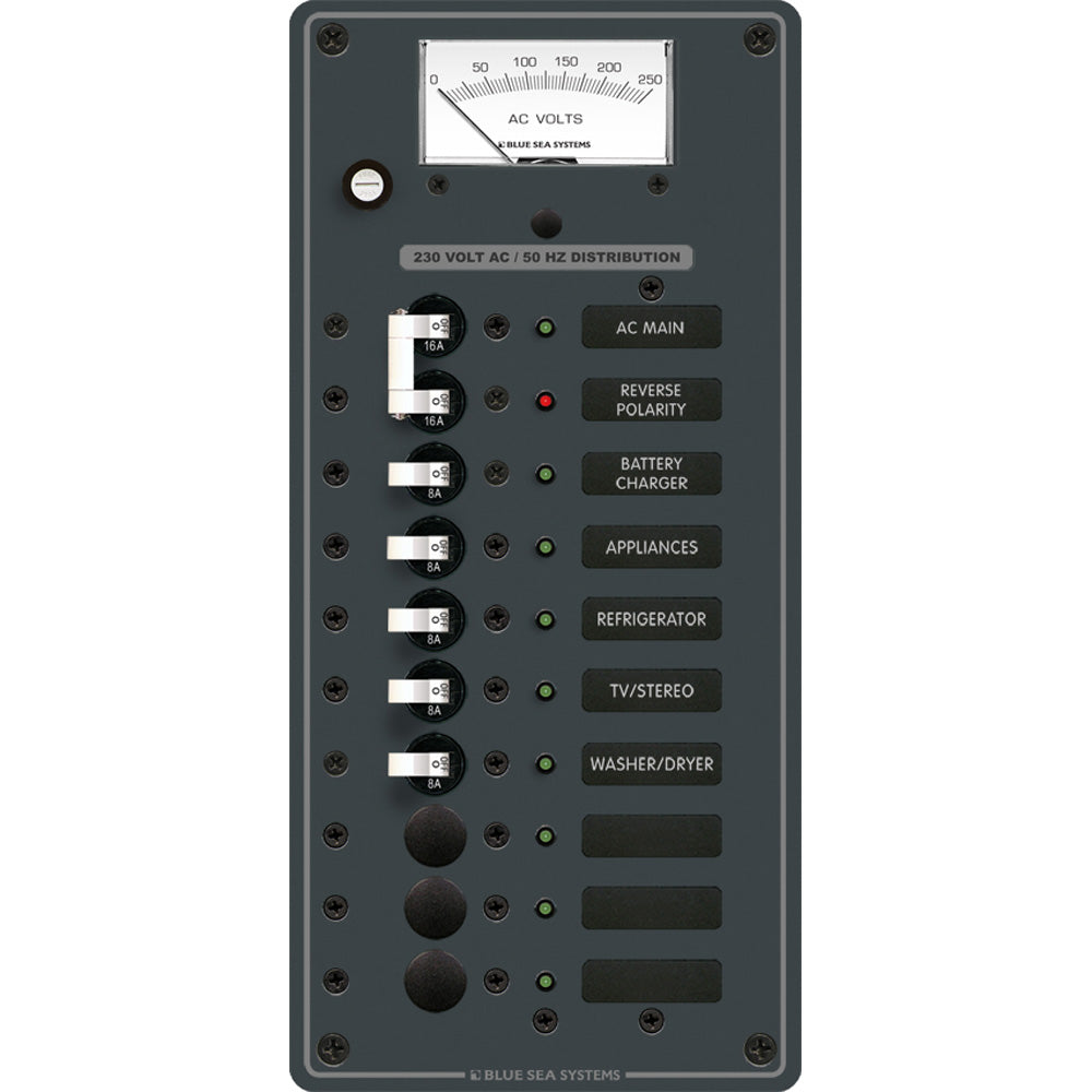 Blue Sea 8588 Breaker Panel - AC Main + 8 Positions (European) - White | SendIt Sailing