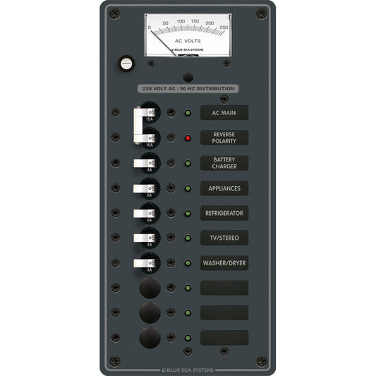 Blue Sea 8588 Breaker Panel - AC Main + 8 Positions (European) - White | SendIt Sailing