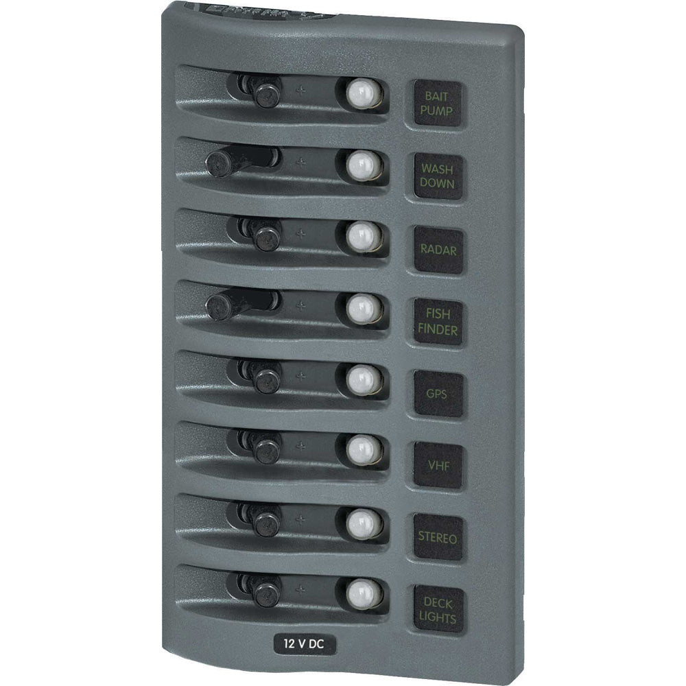 Blue Sea 4378 WeatherDeck Water Resistant Circuit Breaker Panel - 8 Position - Grey | SendIt Sailing