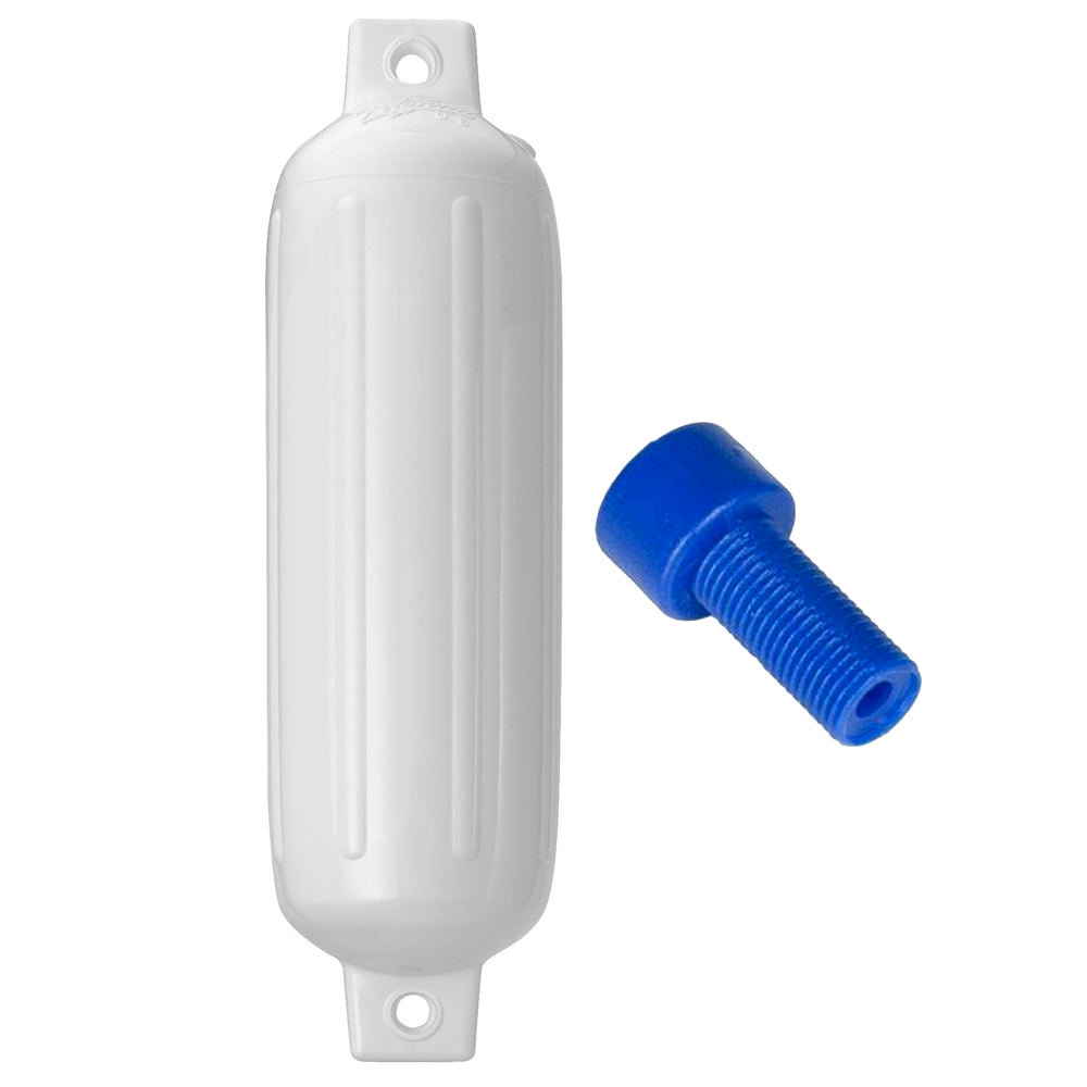 Polyform G-3 Twin Eye Fender 5.5in x 19in - White with Adapter | SendIt Sailing
