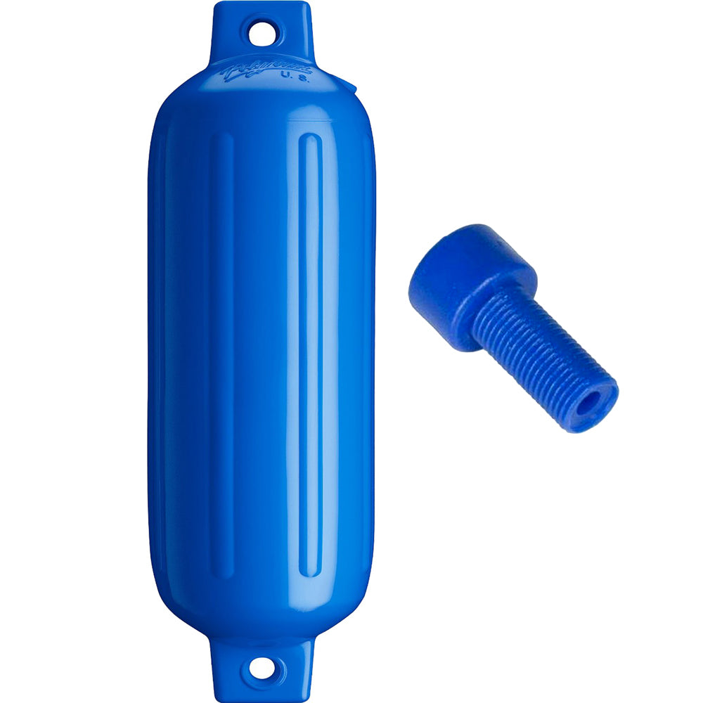 Polyform G-4 Twin Eye Fender 6.5in x 22in - Blue with Adapter | SendIt Sailing