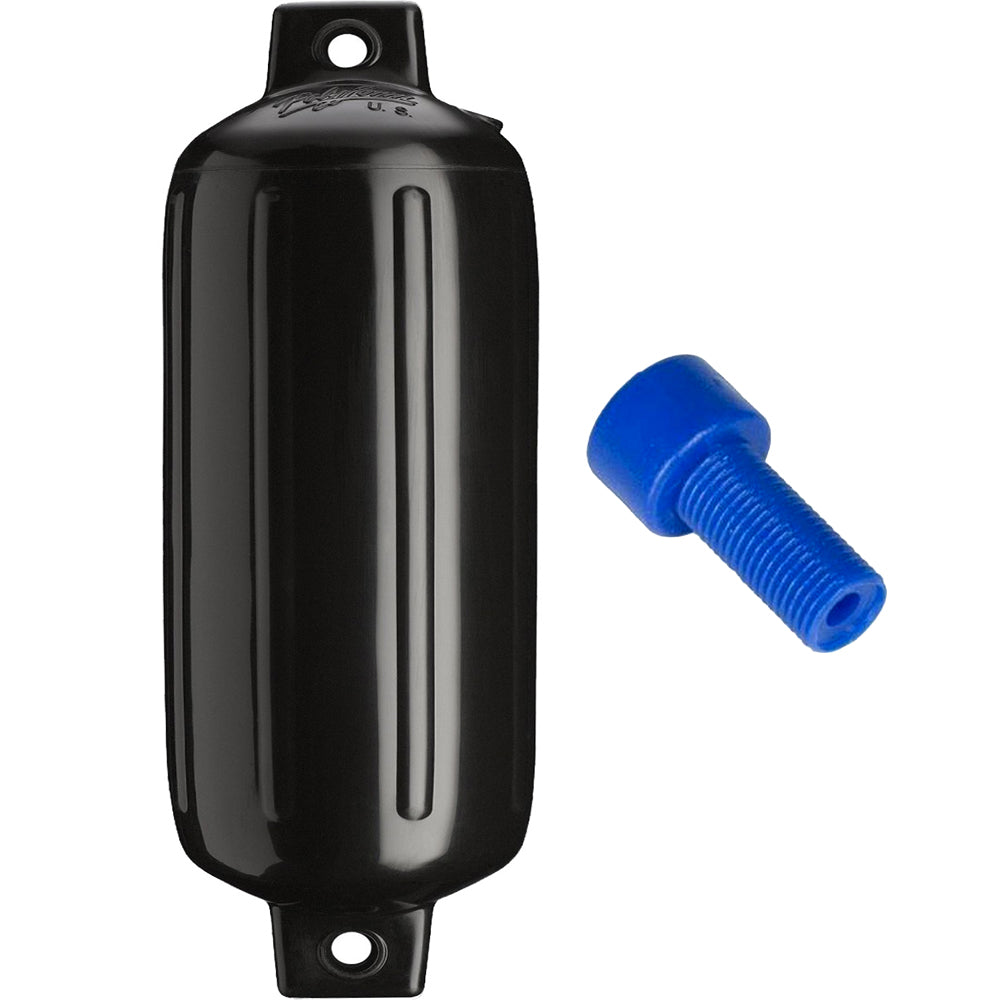 Polyform G-5 Twin Eye Fender 8.8in x 26.8in - Black with Adapter | SendIt Sailing