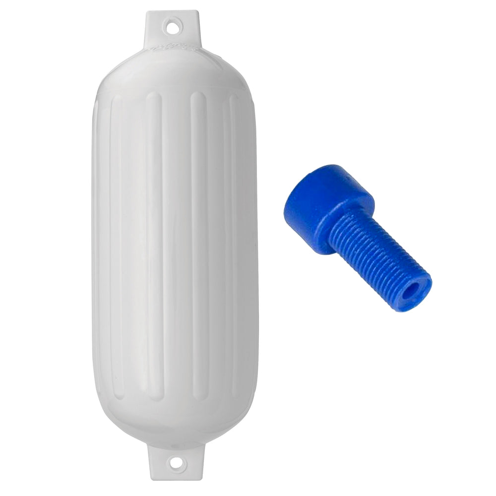 Polyform G-6 Twin Eye Fender 11in x 30in - White with Adapter | SendIt Sailing