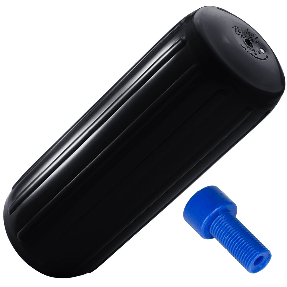 Polyform HTM-3 Fender 10.5in x 27in - Black with Adapter | SendIt Sailing