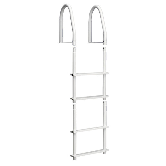 Dock Edge Fixed 4 Step Ladder Bright White Galvalume | SendIt Sailing