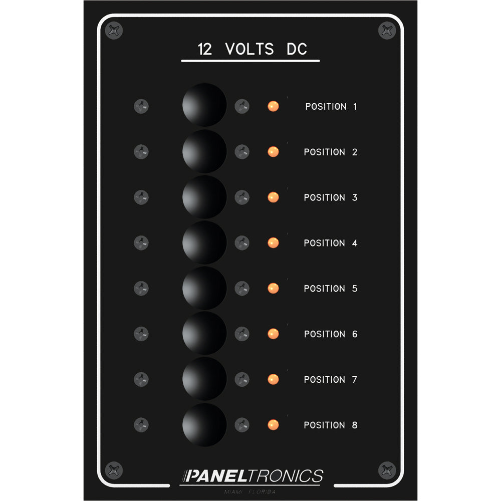 Paneltronics Standard Panel - DC 8 Position Circuit Breaker with LEDs | SendIt Sailing
