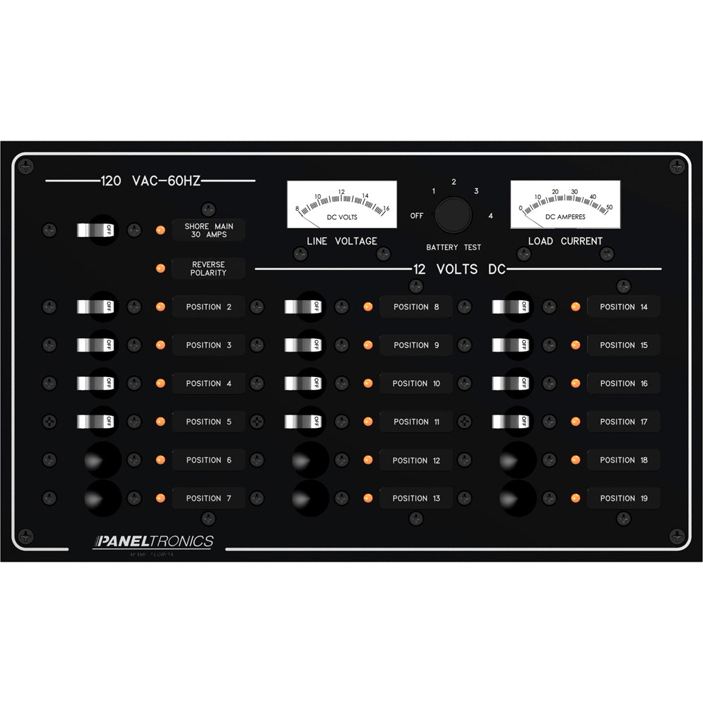Paneltronics Standard Panel - AC/DC 19 Position Circuit Breaker with Meters & LEDs | SendIt Sailing