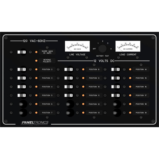 Paneltronics Standard Panel - AC/DC 19 Position Circuit Breaker with Meters & LEDs | SendIt Sailing
