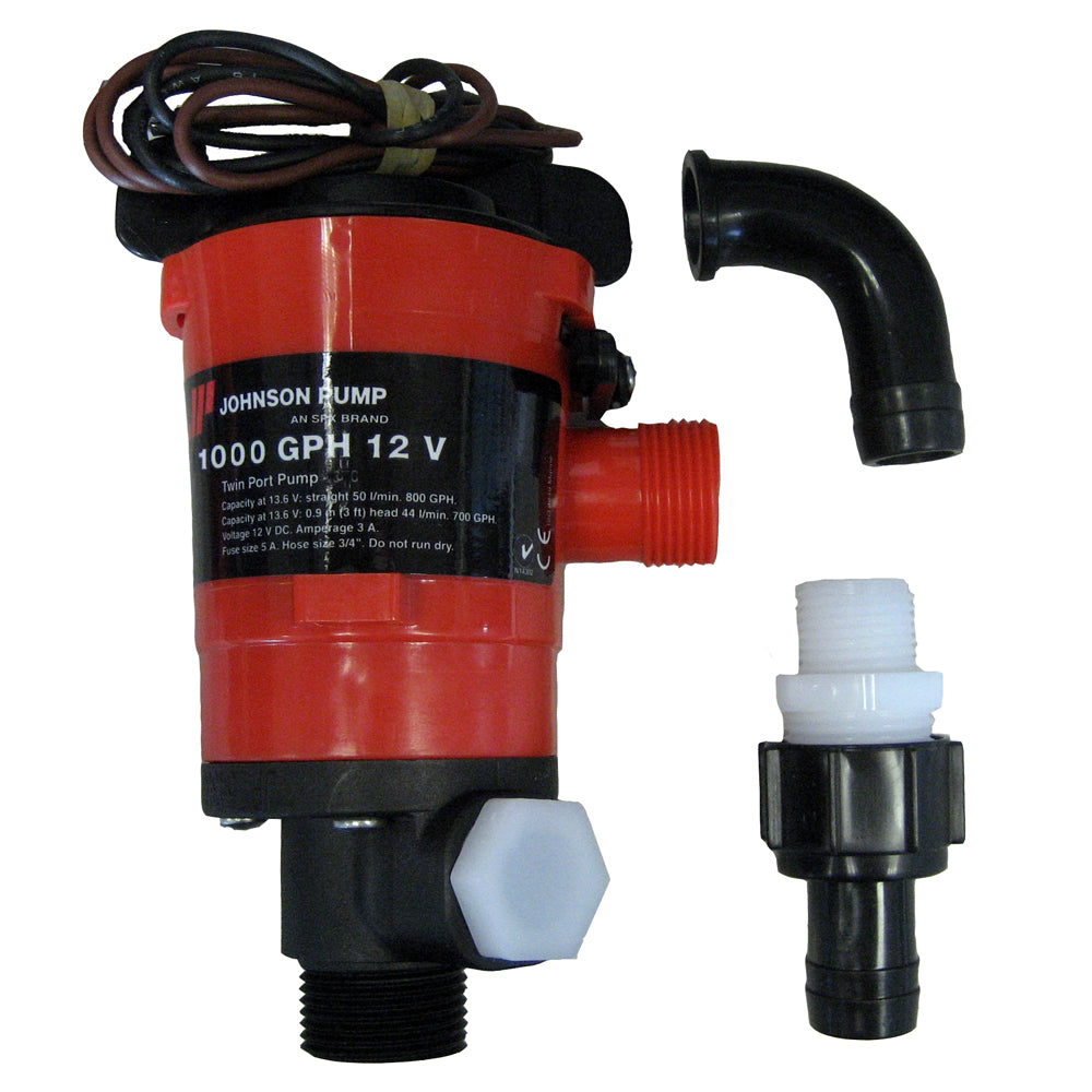 Johnson Pump Twin Port 1000 GPH Livewell Aerating Pump - 12V | SendIt Sailing